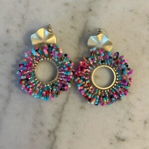 Handmade Colorful Beaded Hoop Earrings